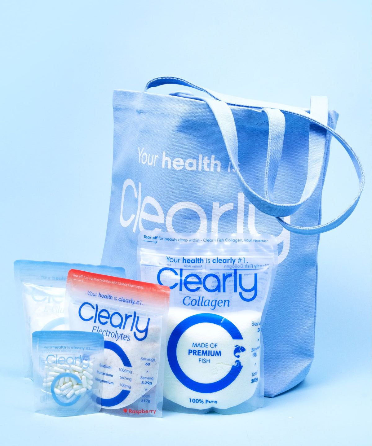 Clear bag by Clearly with transparent design and sturdy handles, ideal for organizing and carrying essentials.