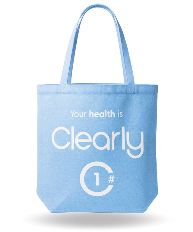 Clearly Bag front view showcasing transparent design with clear handles and spacious interior for everyday use.